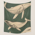 Modern Minimalist Abstract Whales 4 Wall Tapestry Gallery Image 4