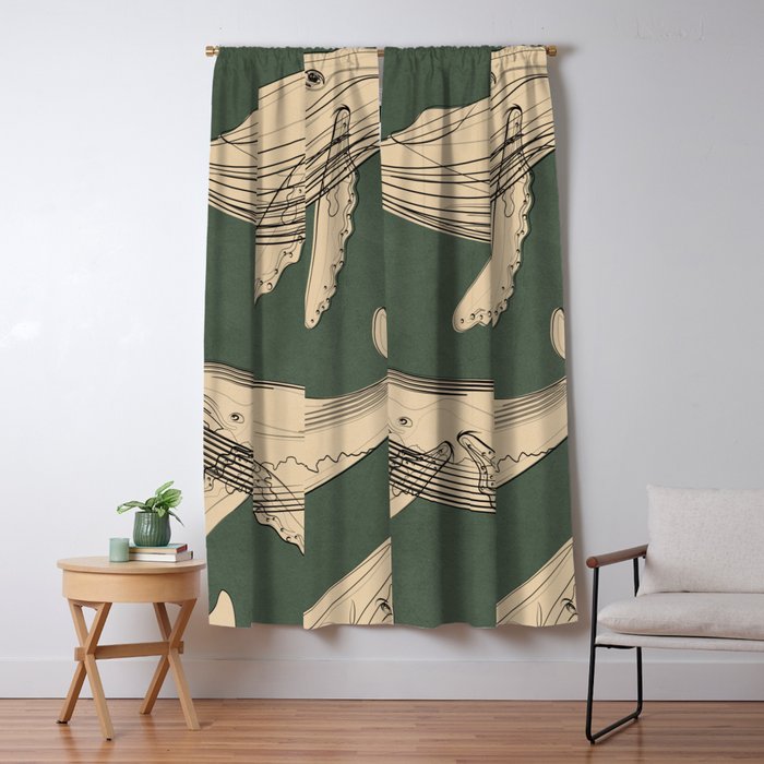 Modern Minimalist Abstract Whales 4 Window Curtain Gallery Image 5
