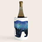 Forest Bear Silhouette Watercolor Galaxy Wine Chiller Gallery Image 1