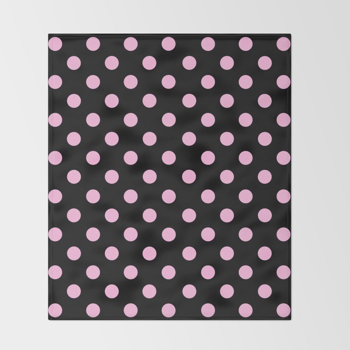 Polka Dots (Pink & Black Pattern) Throw Blanket Gallery Image 2