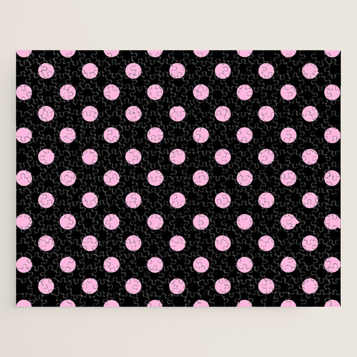 Polka Dots (Pink & Black Pattern) Jigsaw Puzzle Gallery Image 1