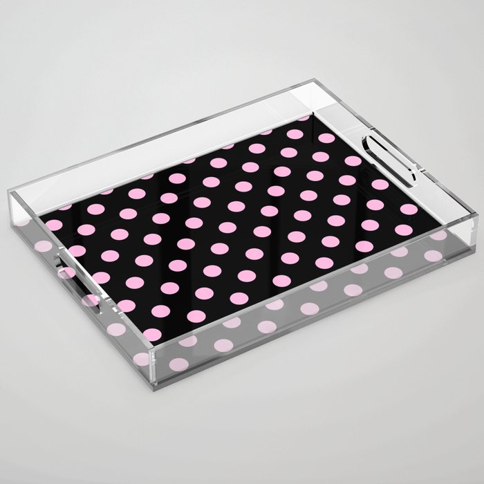 Polka Dots (Pink & Black Pattern) Acrylic Tray Gallery Image 1