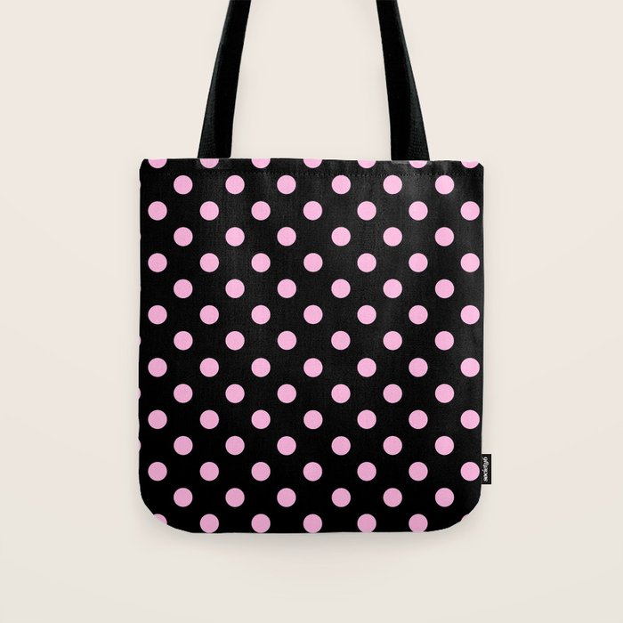 Polka Dots (Pink & Black Pattern) Tote Bag Gallery Image 1