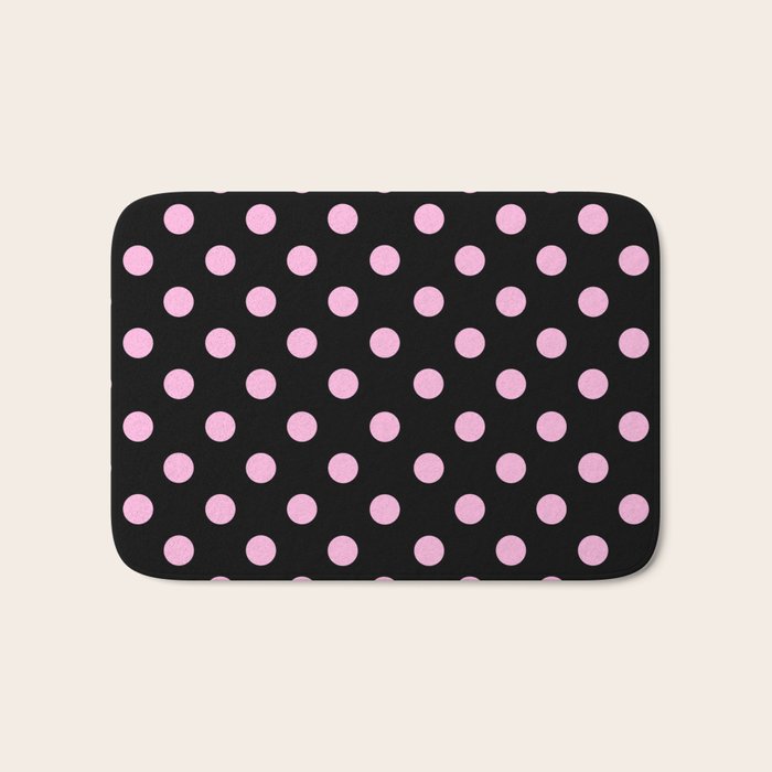 Polka Dots (Pink & Black Pattern) Bath Mat Gallery Image 1