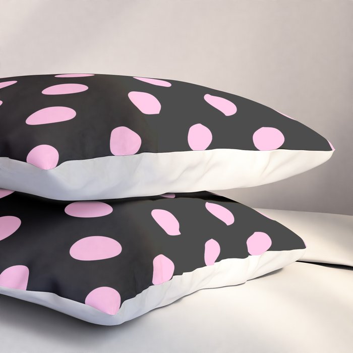 Polka Dots (Pink & Black Pattern) Pillow Sham Gallery Image 3