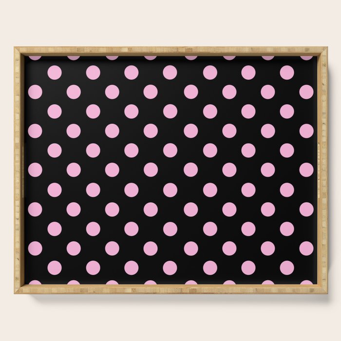Polka Dots (Pink & Black Pattern) Serving Tray Gallery Image 1
