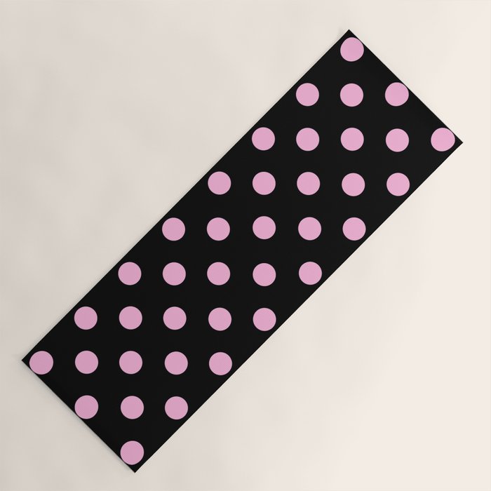 Polka Dots (Pink & Black Pattern) Yoga Mat Gallery Image 1