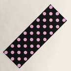 Polka Dots (Pink & Black Pattern) Yoga Mat Gallery Image 1