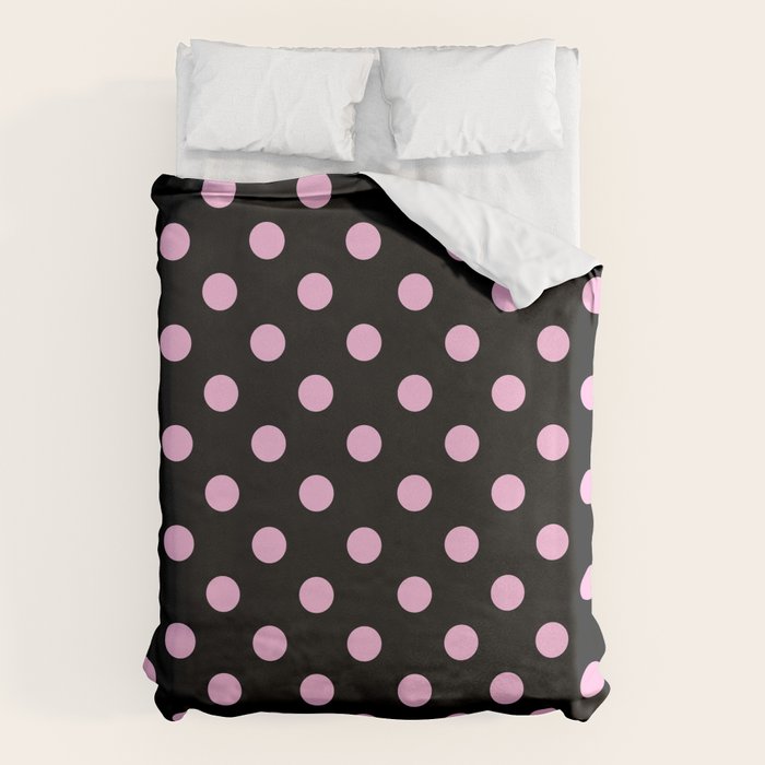 Polka Dots (Pink & Black Pattern) Duvet Cover Gallery Image 6