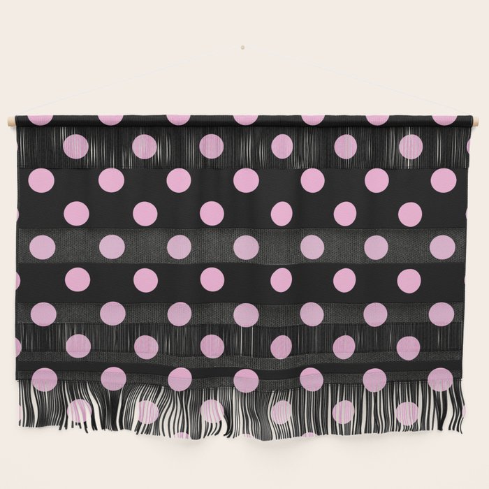 Polka Dots (Pink & Black Pattern) Wall Hanging Gallery Image 1