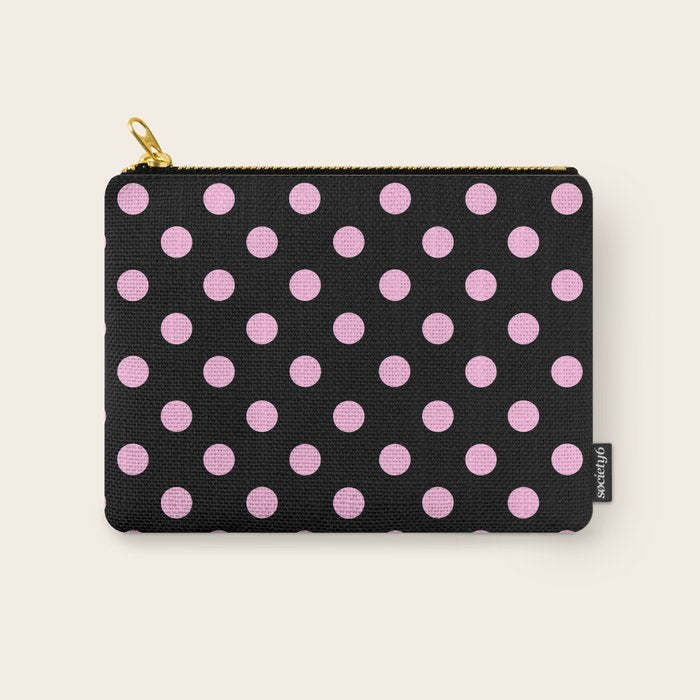 Polka Dots (Pink & Black Pattern) Carry All Pouch Gallery Image 1