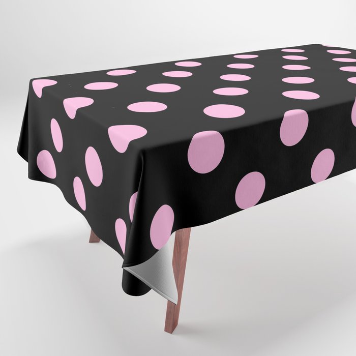 Polka Dots (Pink & Black Pattern) Tablecloth Gallery Image 1