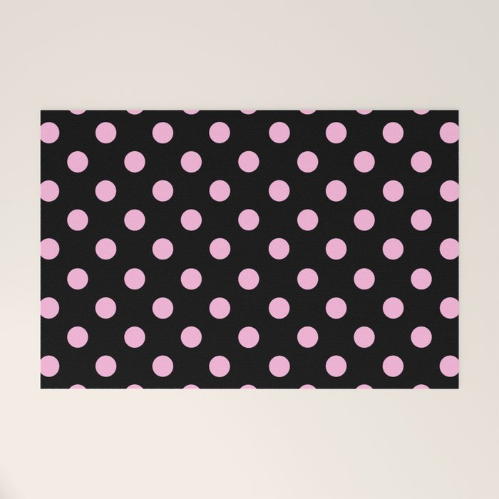 Polka Dots (Pink & Black Pattern) Welcome Mat Gallery Image 1