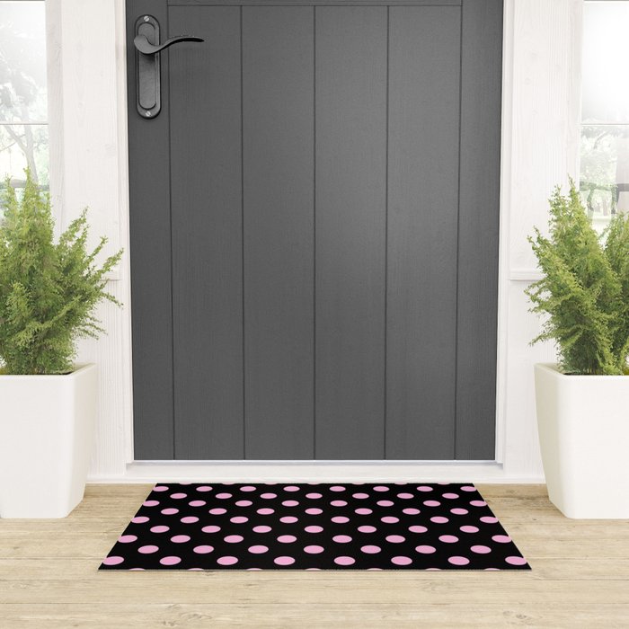 Polka Dots (Pink & Black Pattern) Welcome Mat Gallery Image 3