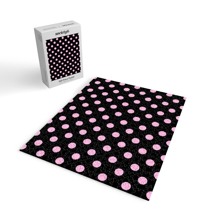 Polka Dots (Pink & Black Pattern) Jigsaw Puzzle Gallery Image 2