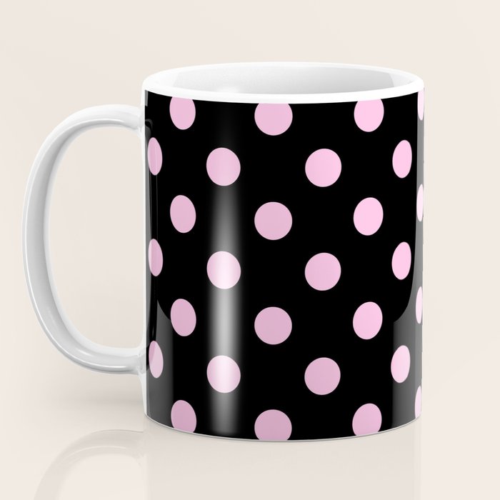 Polka Dots (Pink & Black Pattern) Coffee Mug Gallery Image 3