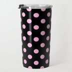 Polka Dots (Pink & Black Pattern) Travel Mug Gallery Image 3