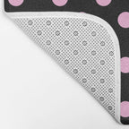 Polka Dots (Pink & Black Pattern) Bath Mat Gallery Image 2