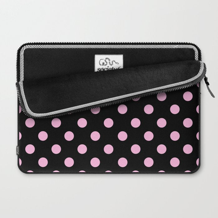Polka Dots (Pink & Black Pattern) Laptop Sleeve Gallery Image 2