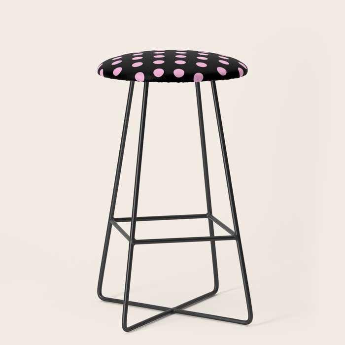 Polka Dots (Pink & Black Pattern) Stool Gallery Image 1