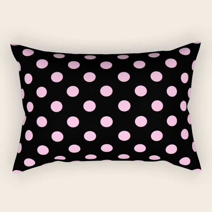 Polka Dots (Pink & Black Pattern) Rectangular Pillow Gallery Image 2