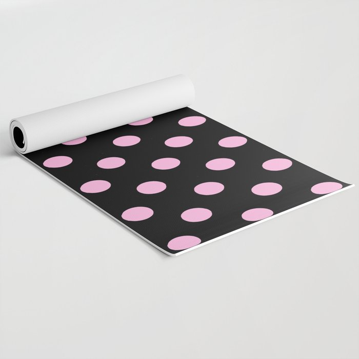 Polka Dots (Pink & Black Pattern) Yoga Mat Gallery Image 2