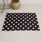 Polka Dots (Pink & Black Pattern) Rug Gallery Image 1