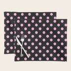 Polka Dots (Pink & Black Pattern) Placemat Gallery Image 1