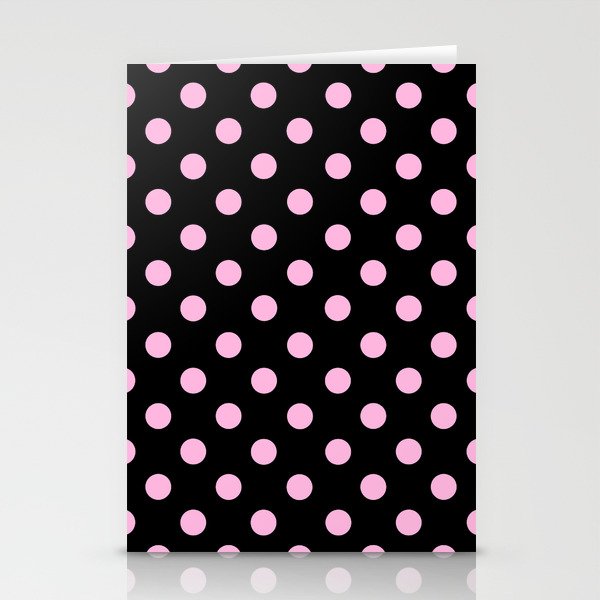 Polka Dots (Pink & Black Pattern) Stationery Card Gallery Image 1