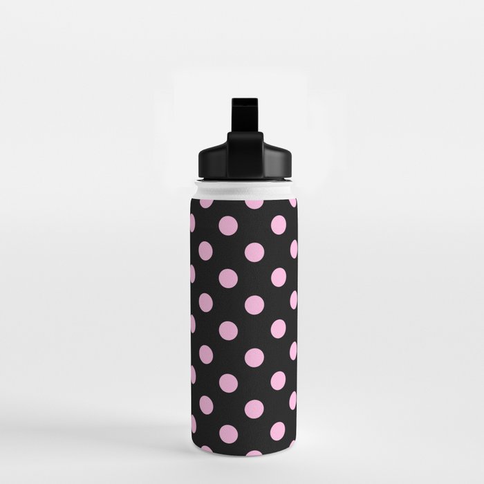 Polka Dots (Pink & Black Pattern) Water Bottle Gallery Image 2