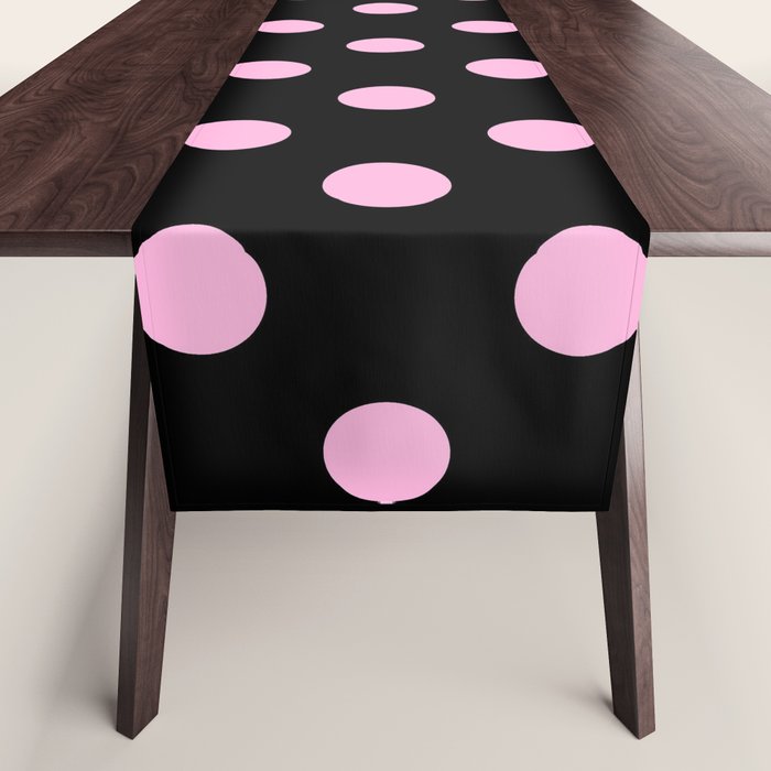 Polka Dots (Pink & Black Pattern) Table Runner Gallery Image 1