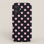 Polka Dots (Pink & Black Pattern) iPhone Case Gallery Image 1