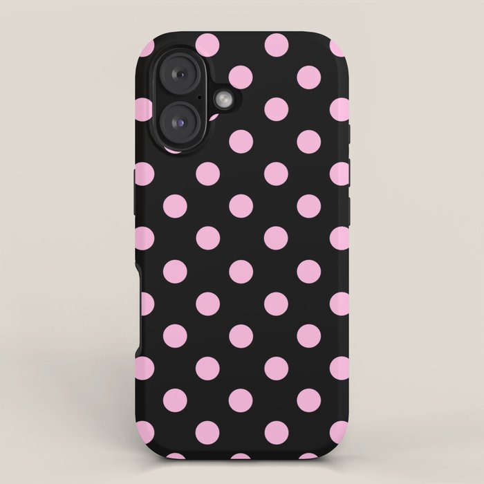 Polka Dots (Pink & Black Pattern) iPhone Case Gallery Image 1
