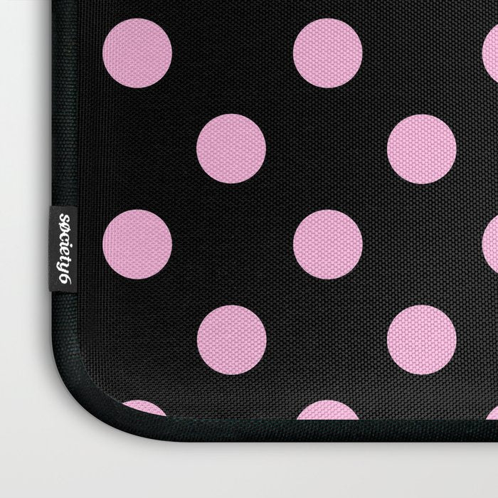 Polka Dots (Pink & Black Pattern) Laptop Sleeve Gallery Image 3