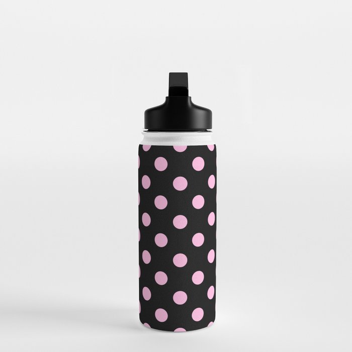 Polka Dots (Pink & Black Pattern) Water Bottle Gallery Image 3