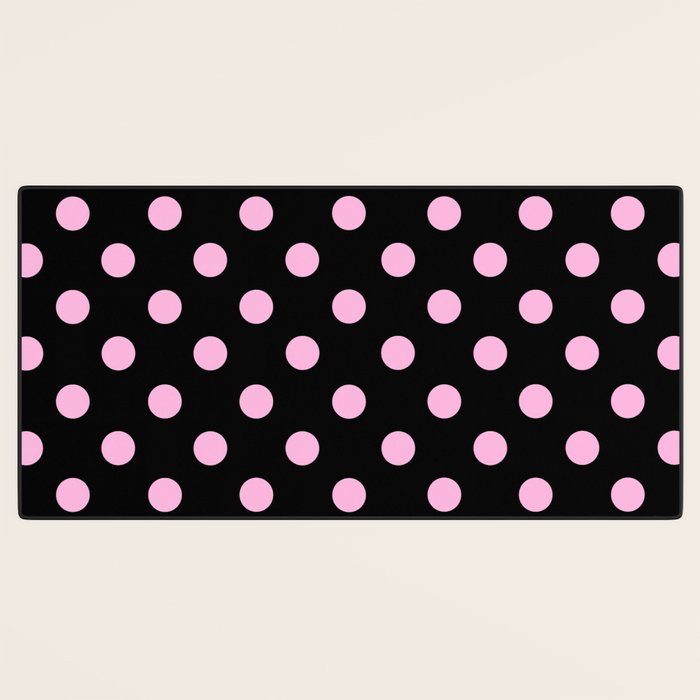 Polka Dots (Pink & Black Pattern) Desk Mat Gallery Image 3