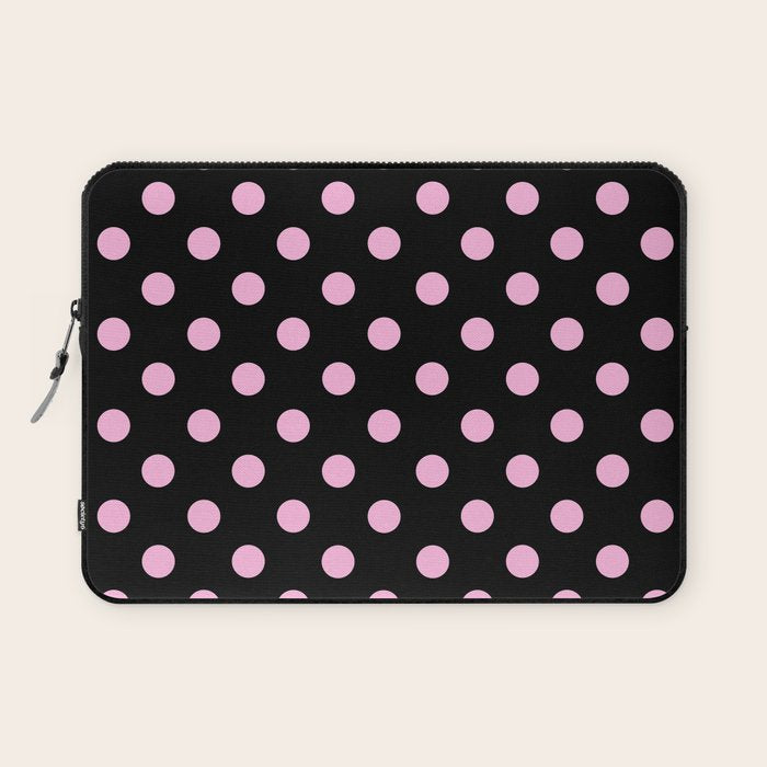 Polka Dots (Pink & Black Pattern) Laptop Sleeve Gallery Image 1