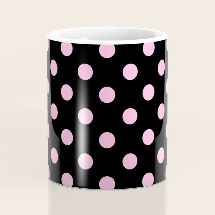 Polka Dots (Pink & Black Pattern) Coffee Mug Gallery Image 4