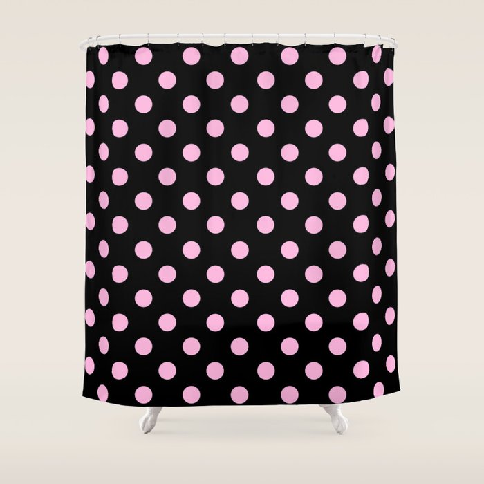 Polka Dots (Pink & Black Pattern) Shower Curtain Gallery Image 1