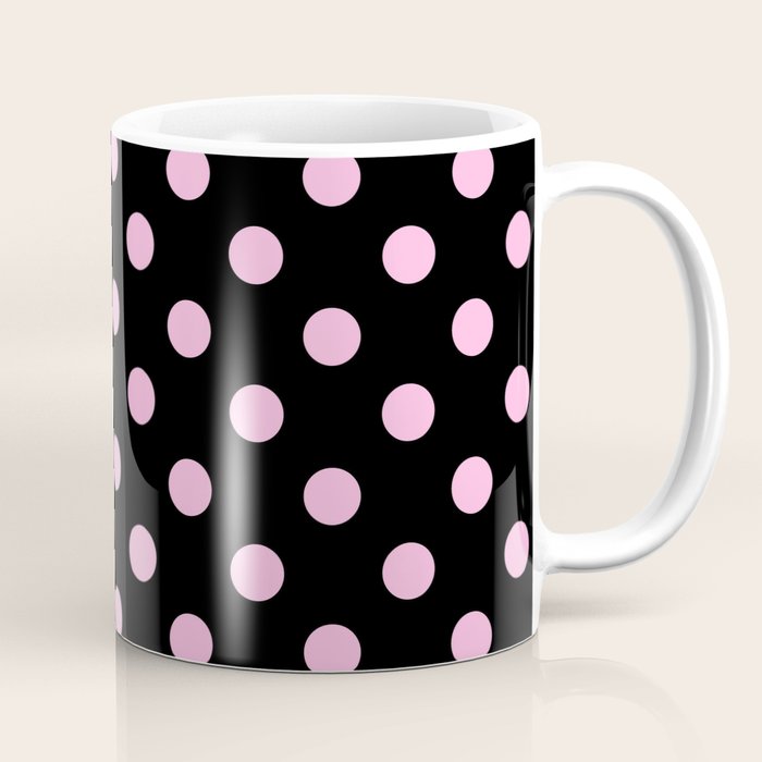 Polka Dots (Pink & Black Pattern) Coffee Mug Gallery Image 1