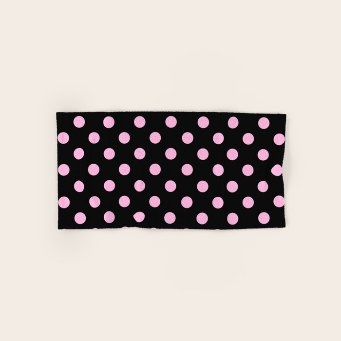 Polka Dots (Pink & Black Pattern) Bath Towel Gallery Image 1