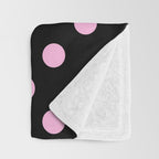 Polka Dots (Pink & Black Pattern) Throw Blanket Gallery Image 3