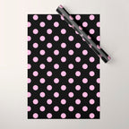 Polka Dots (Pink & Black Pattern) Wrapping Paper Gallery Image 1