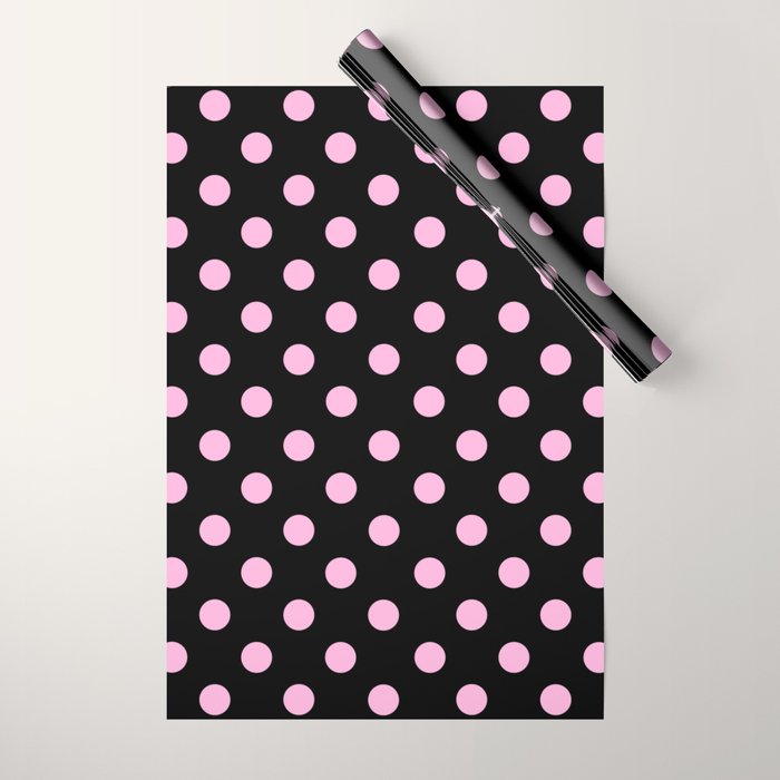 Polka Dots (Pink & Black Pattern) Wrapping Paper Gallery Image 1