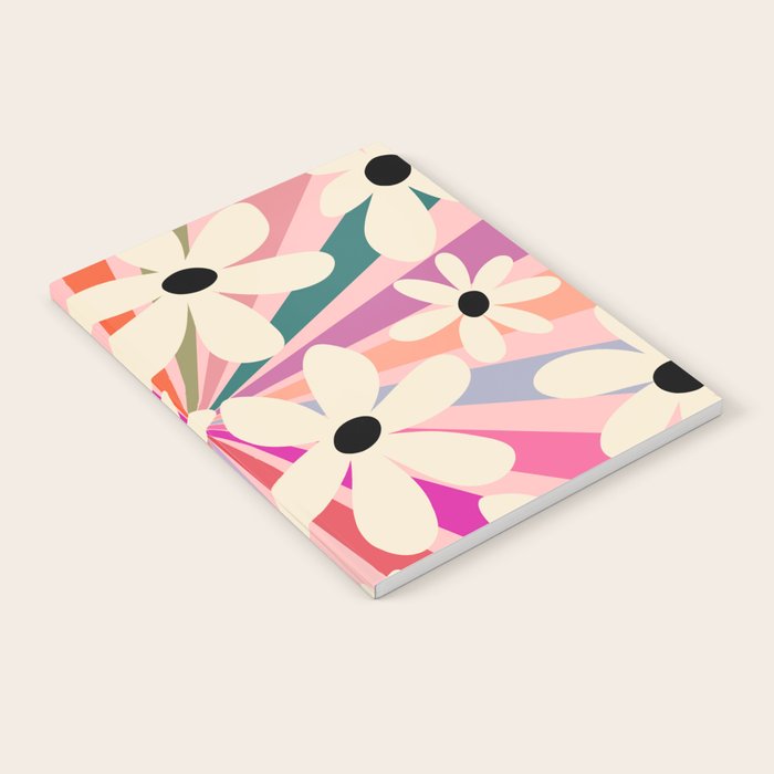 Retro Psychedelic Daisy Flower - Rainbow Color Notebook Gallery Image 1