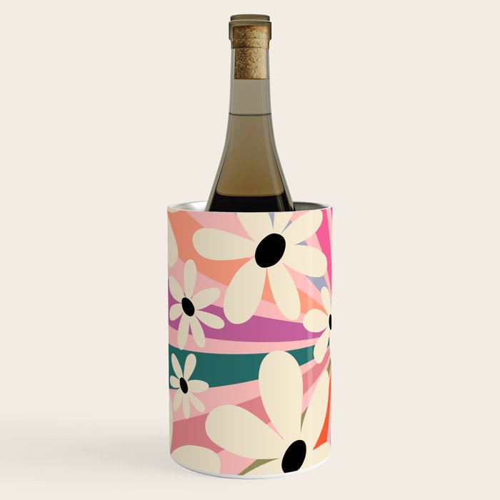 Retro Psychedelic Daisy Flower - Rainbow Color Wine Chiller Gallery Image 2