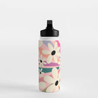 Retro Psychedelic Daisy Flower - Rainbow Color Water Bottle Gallery Image 3