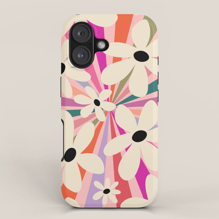Retro Psychedelic Daisy Flower - Rainbow Color iPhone Case Gallery Image 1
