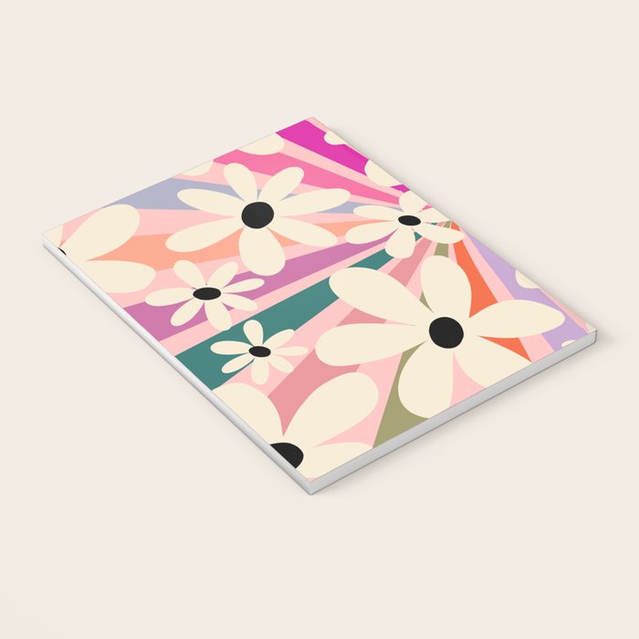 Retro Psychedelic Daisy Flower - Rainbow Color Notebook Gallery Image 3