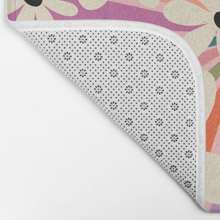 Retro Psychedelic Daisy Flower - Rainbow Color Bath Mat Gallery Image 2